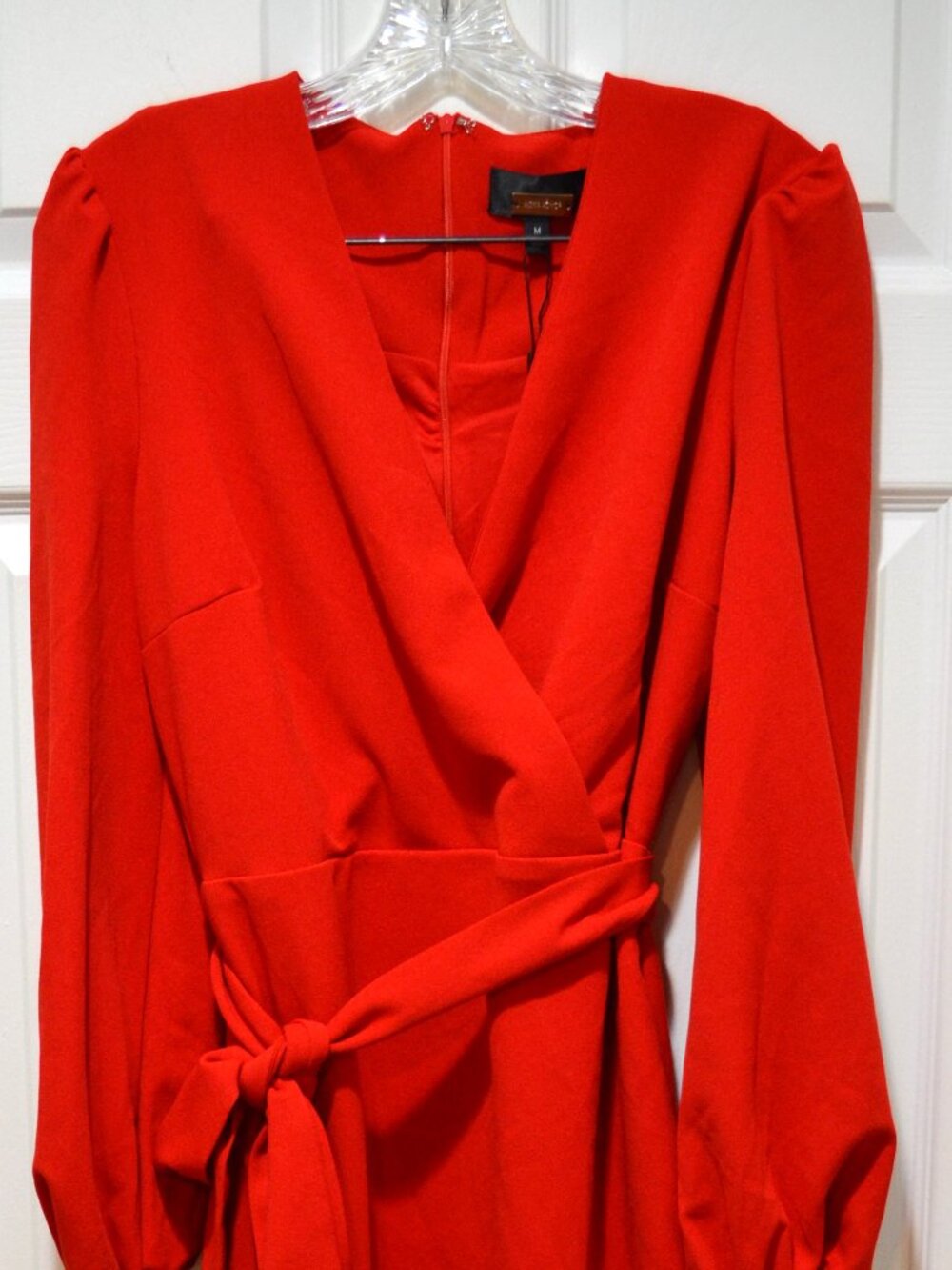 NWT Alexia Admor Beautiful Red Faux Wrap Dress with Waist Sash, Size Medium - Picture 3 of 12